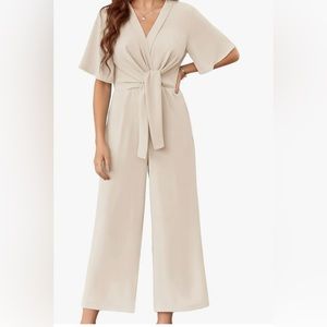 Women’s wide leg jumpsuit, short sleeve romper